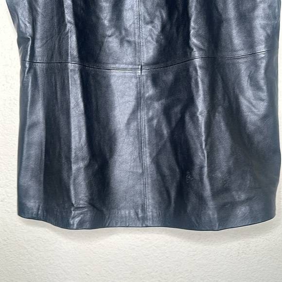 Banana Republic Pleated Leather Short Sleeve Top Western Rock Grunge Black Large - Picture 6 of 16
